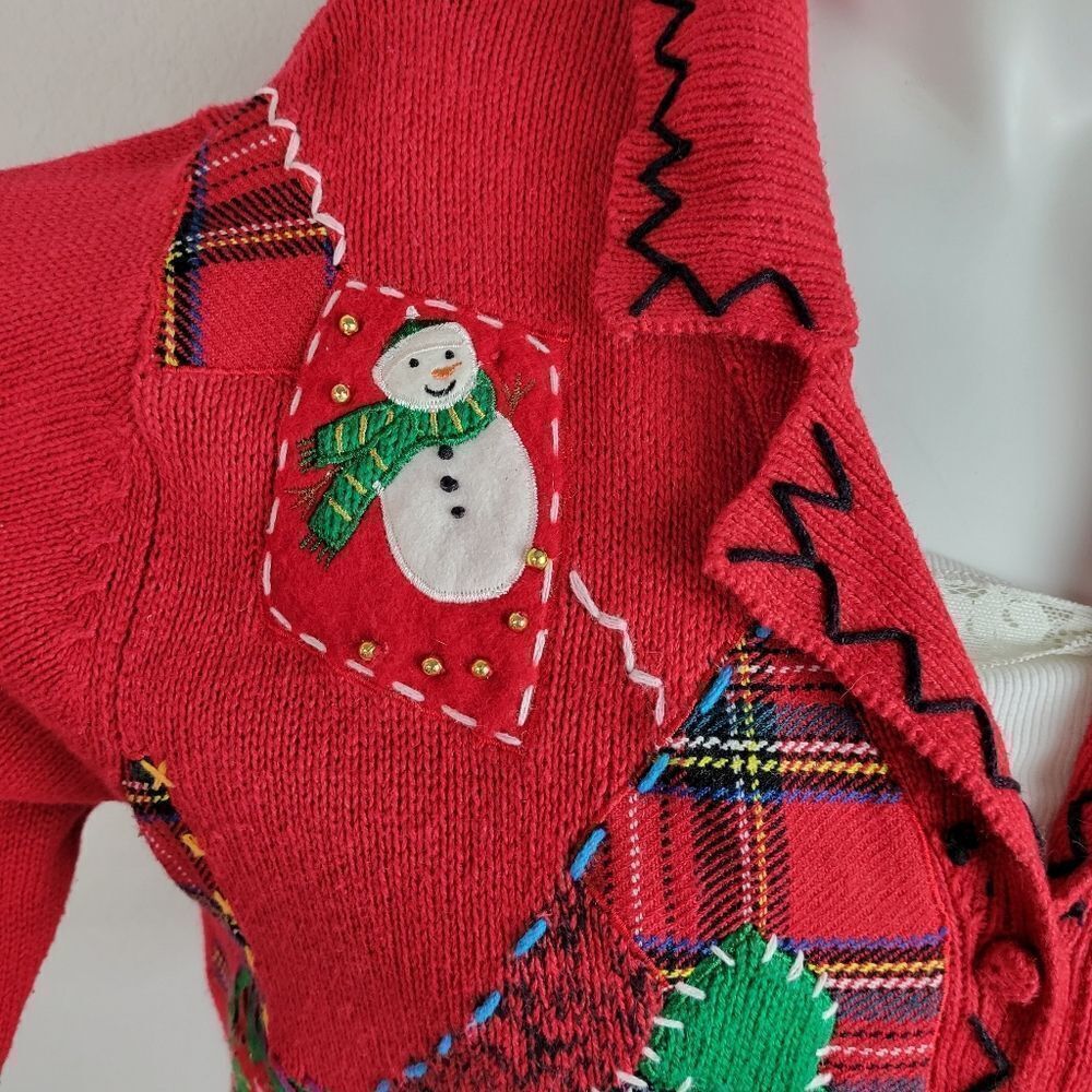 Designers Original Studios Joy Patchwork Snowmen Cardigan - Picture 8 of 12